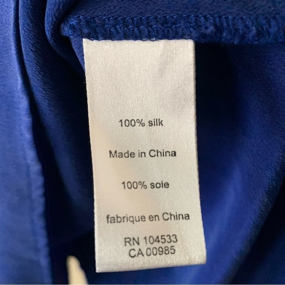 Nanette Lepore 100% Silk Blue Ruffle Short Sleeve Dynasty Blouse Size 0 - Picture 10 of 11